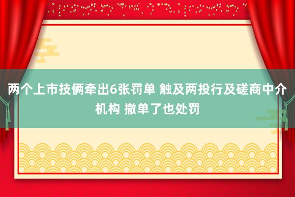 两个上市技俩牵出6张罚单 触及两投行及磋商中介机构 撤单了也处罚