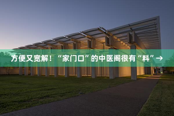 方便又宽解！“家门口”的中医阁很有“料”→