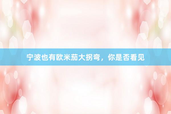 宁波也有欧米茄大拐弯，你是否看见