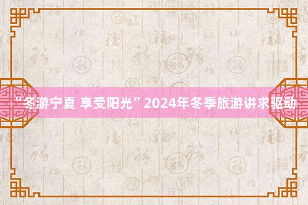 “冬游宁夏 享受阳光”2024年冬季旅游讲求驱动